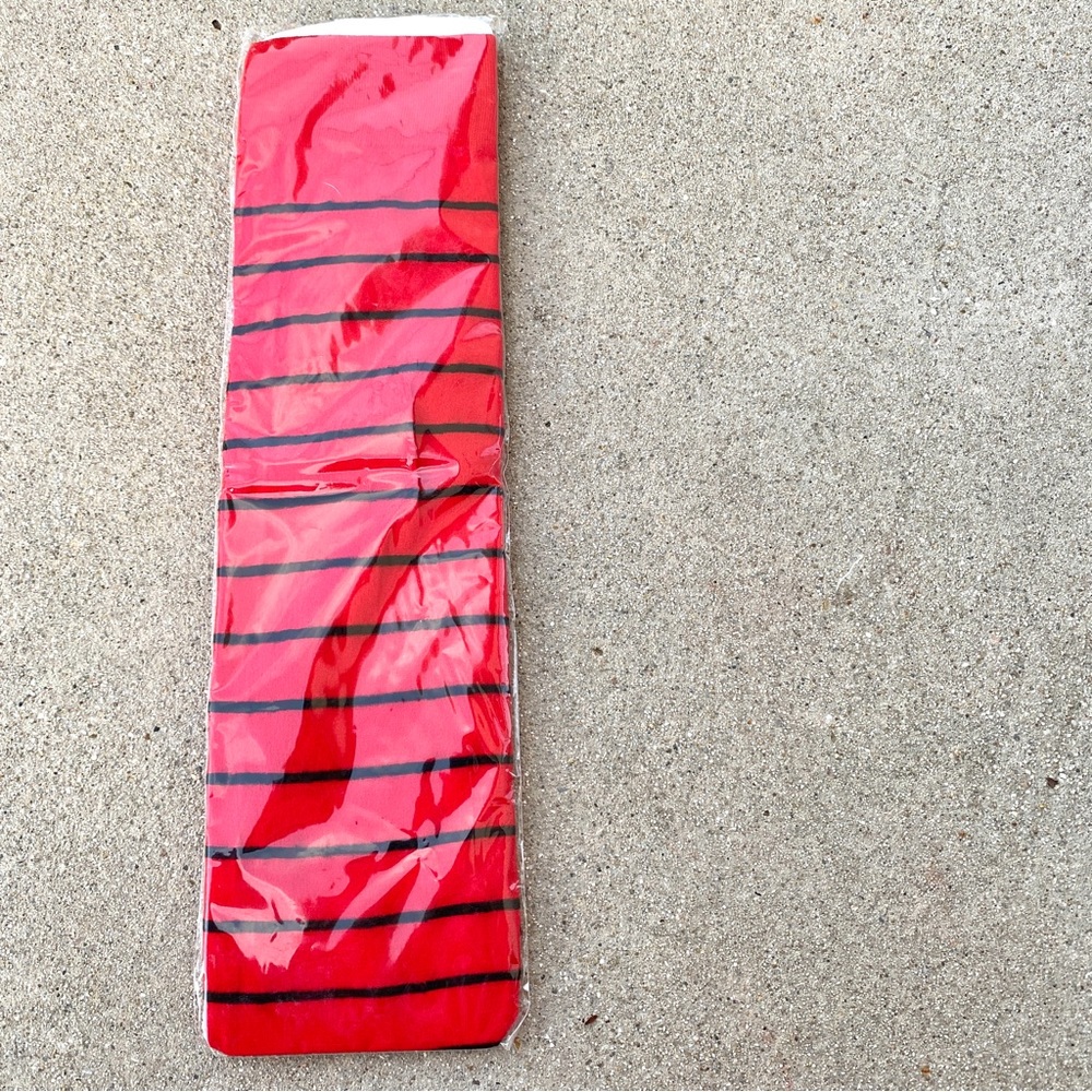 HOT TOPIC THIGH HIGH stockings nylon socks red black striped costume sexy NEW - Picture 4 of 4